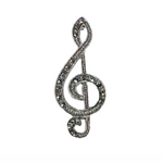 Treble Clef Music Pin with Marcasite